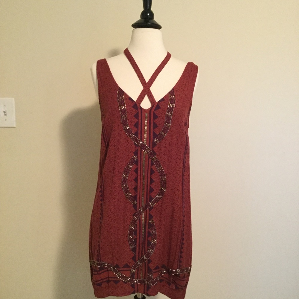 Free People Red Dress with Beading size XS